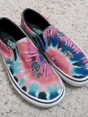 Vans Grateful Dead Women's Size 6 Men's Size 4.5 Shoes Tie Dye Slip On